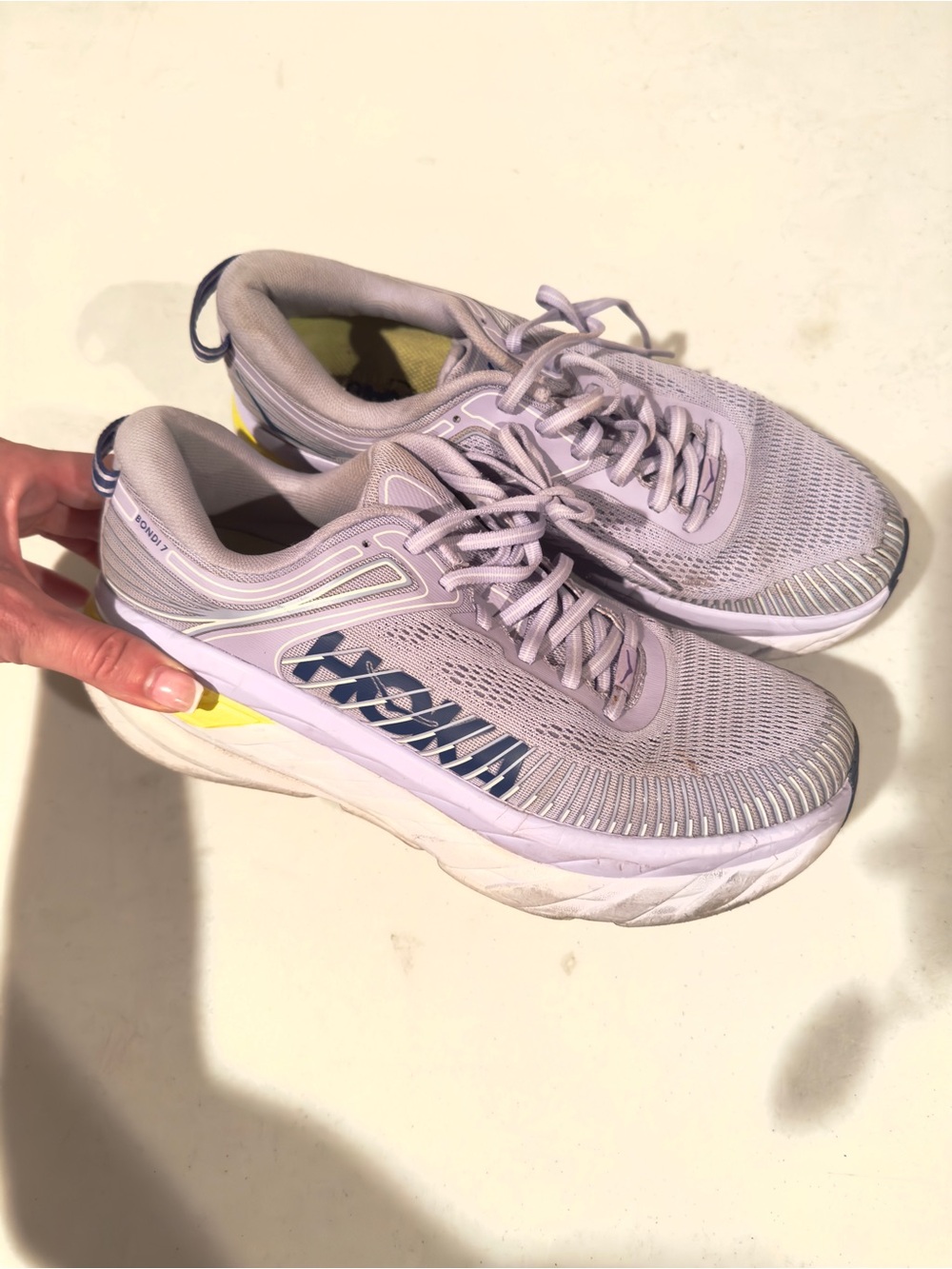 Hoka One One Bondi 7 Lace Up Cushioned Running Shoes Purple Size 10 - Picture 2 of 8